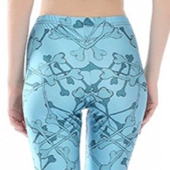 Cotton/Spandex Leggings with Bone/Skeleton Pattern - Picture 2 of 7